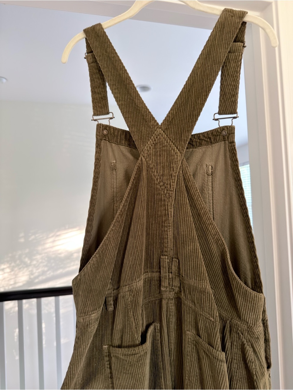 Free People We The Free Corduroy Overalls Medium Olive Utility Baggy Boho - Picture 5 of 8